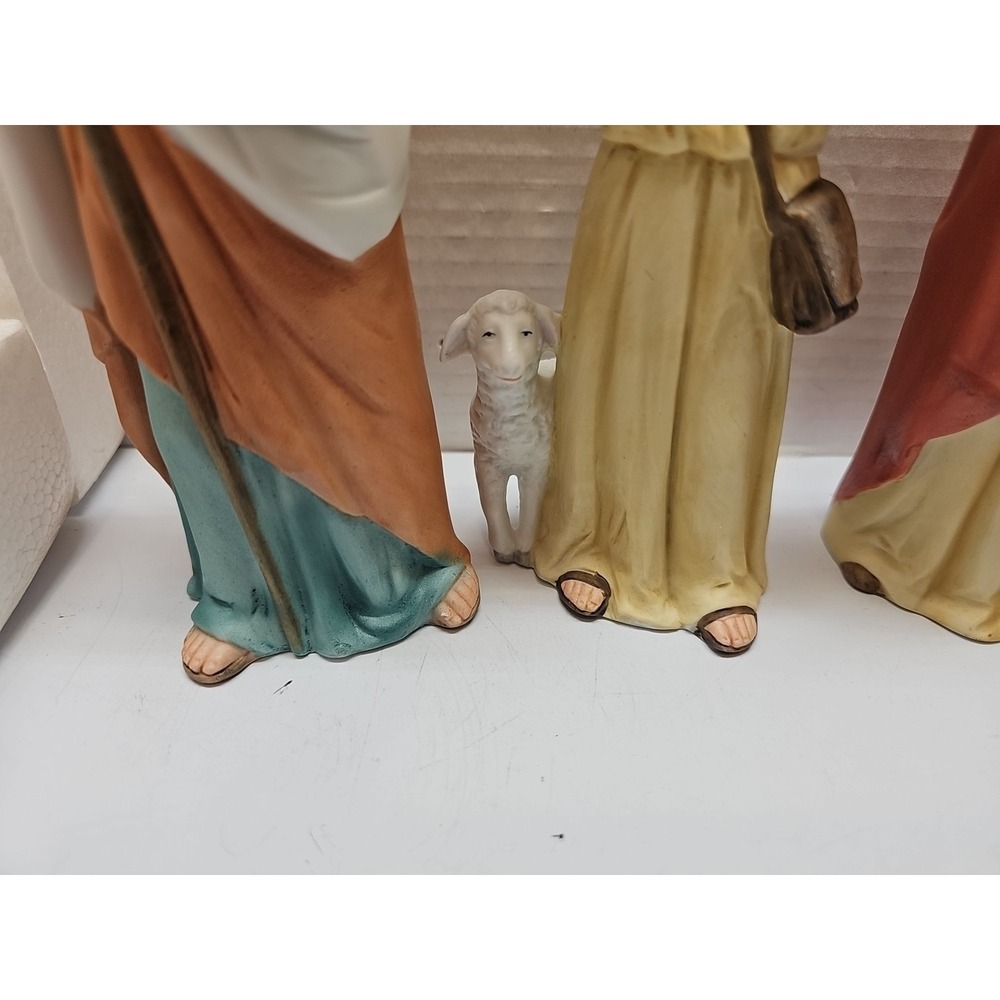 Vintage Homco Nativity 5260 Complete Set 10 Pieces Porcelain Bisque Matte Finish - Picture 6 of 13